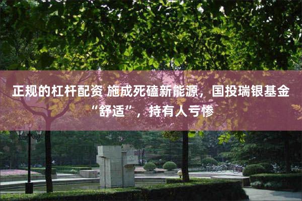 正规的杠杆配资 施成死磕新能源，国投瑞银基金“舒适”，持有人亏惨